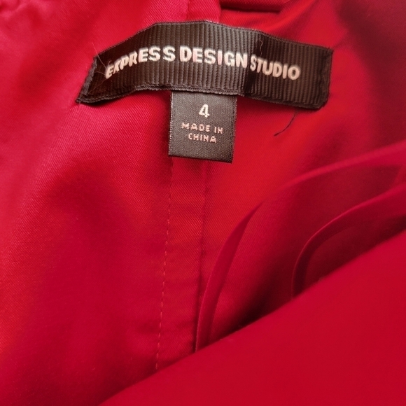 Express Ruby Red Matte Satin Strapless Dress Size 4 - Picture 3 of 3